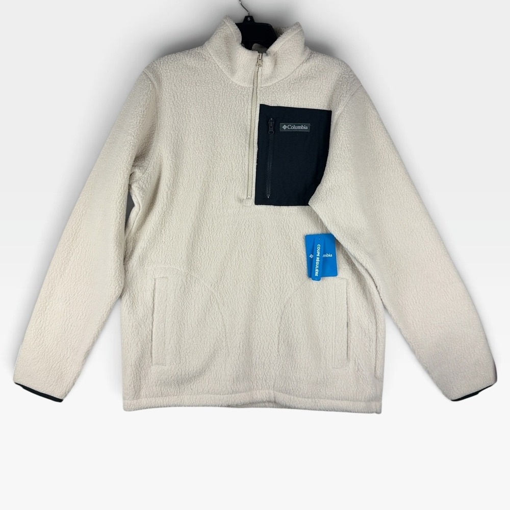 Columbia Jasper Ridge Pebbled Half Zip Fleece Mens M Chalk White AM4698 NEW